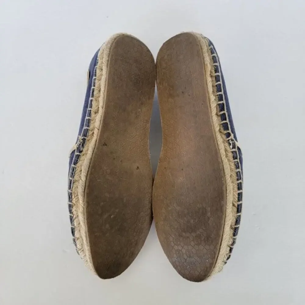 Lilly Pulitzer Lia Espadrilles Seahorse Flat Shoes Womens Size 9 Blue Canvas